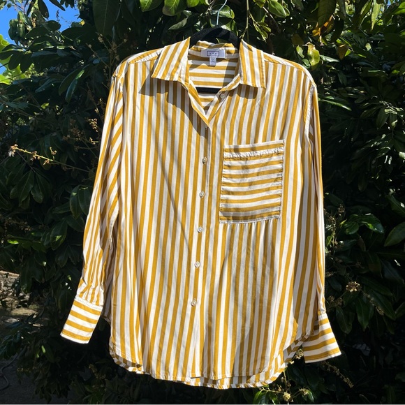 AYR Yellow and White Striped Button Down Shirt - Picture 1 of 6